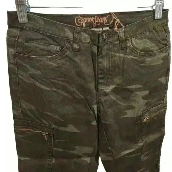 Spoon Jeans Camo Camoflauge Ankle Zip Five-Pocket Style Pants Jeans - Picture 3 of 10